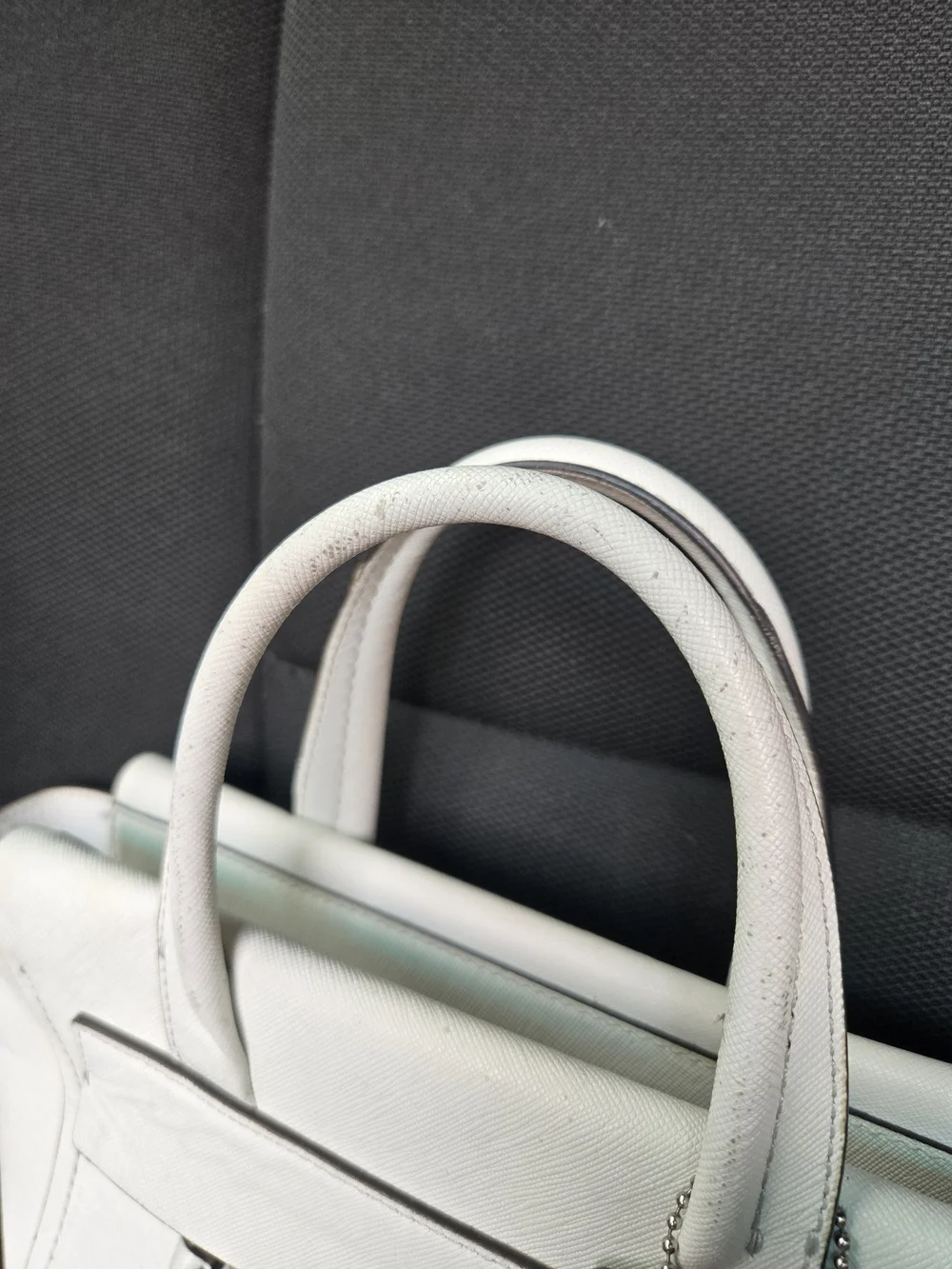 Coach White Leather Satchel with Silver Hardware